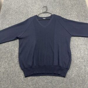 Vintage Como Sport Sweater Mens XL Blue Ribbed V Neck Classic Style Preppy